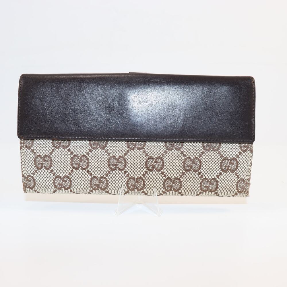 Vintage Gucci GG Canvas & Leather Wallet w/ Lock Accent – Canvas Jackie - Picture 2 of 8